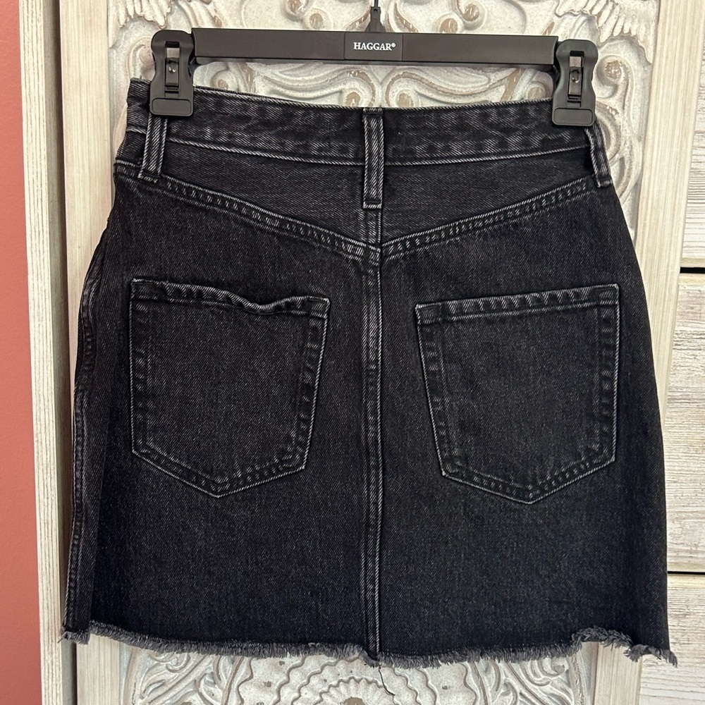 Abercrombie & Fitch grunge steampunk raw hem black denim full zip skirt NWT 24 - Picture 5 of 11